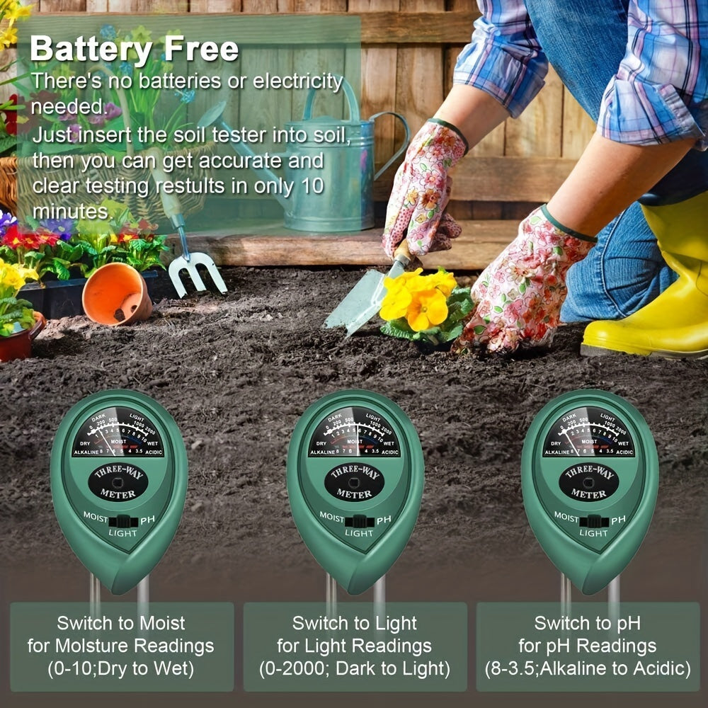 10 pack, Soil Tester, 3-in-1 Plant Moisture Meter Light And PH Tester - Alpine Outdoor Supplies and More