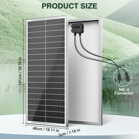 100 Watt Solar Panels 12 Volt Monocrystalline Technology 12BB Cell High-Efficiency PV Module Power Charger