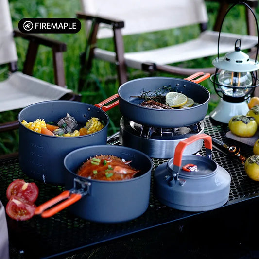Outdoor Camping Cooker Pot Set Camping Meal Cooking Hot Pot Portable Equipment Kettle Single Pot
